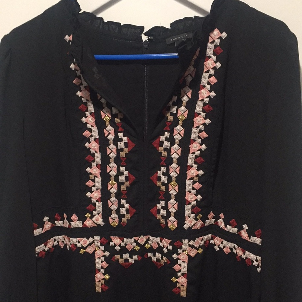 Ann Taylor Black Boho Dress, Size 14